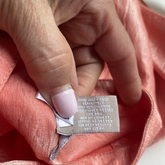 Chico's Ruffle Trim Blazer Jacket Size 8 (1) Pastel Peach 3/4 Sleeve Spring - Picture 9 of 12